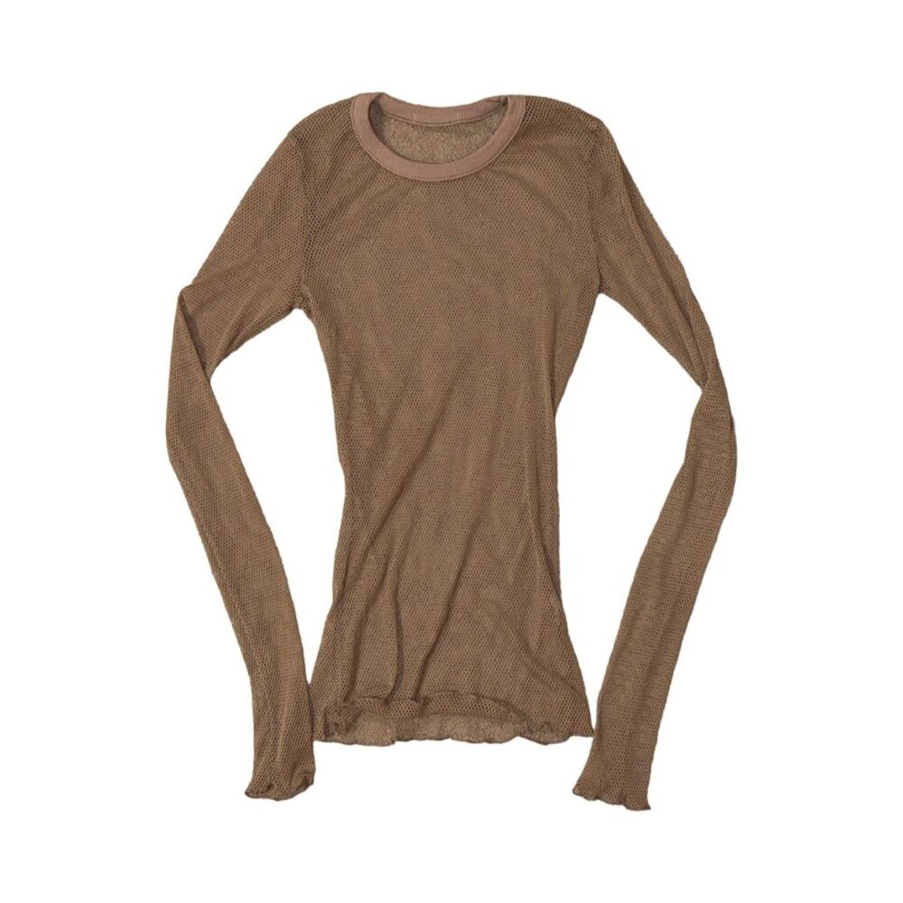 nude brown y2k mesh top